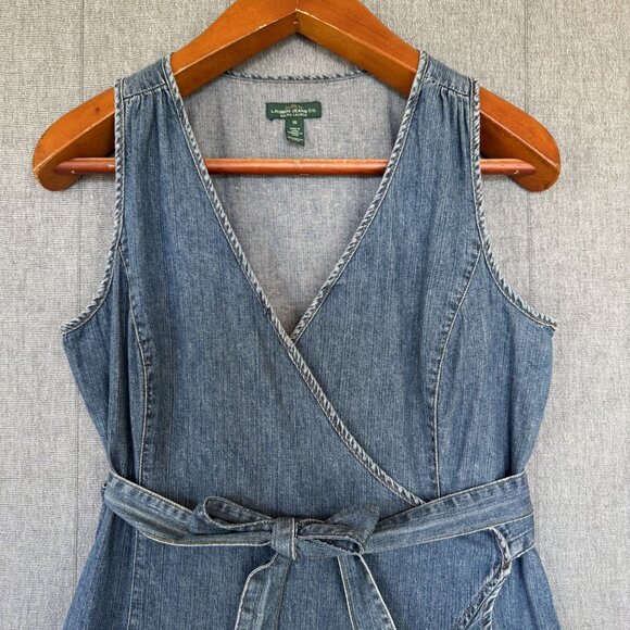 Lauren Ralph Lauren Cotton Denim Triple Ruffle Hem True  Wrap Midi Dress Size 10 - Picture 2 of 14